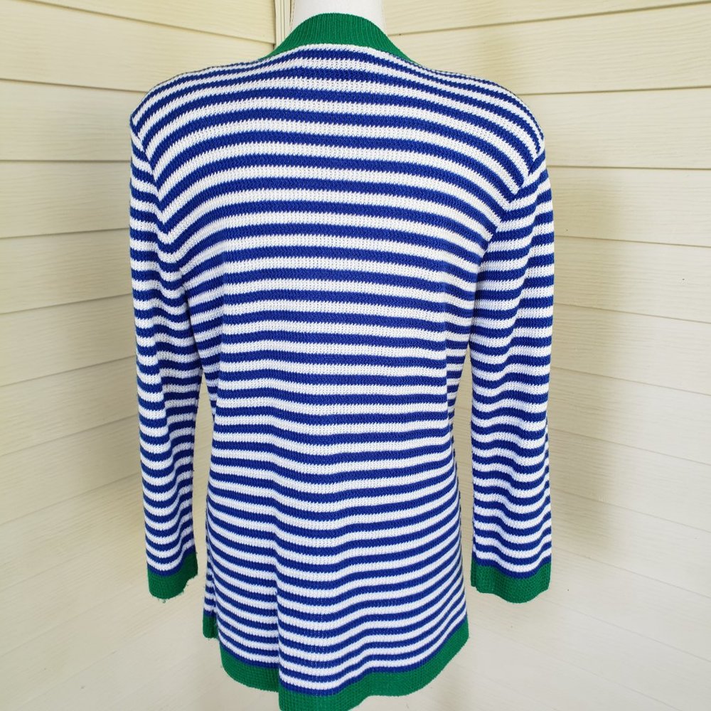 Vintage 80s Ami Knits Neiman Marcus Long Knit Button up Striped Cardigan Sweater - Picture 4 of 10